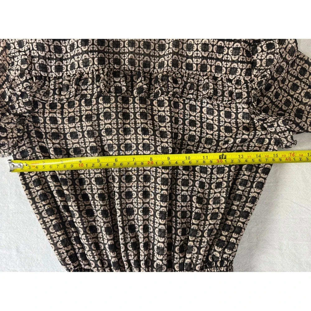 MISA Los Angeles Geometric Print Tiered Maxi Dress Flutter‎ Sleeve Collared XS/S - Picture 6 of 8